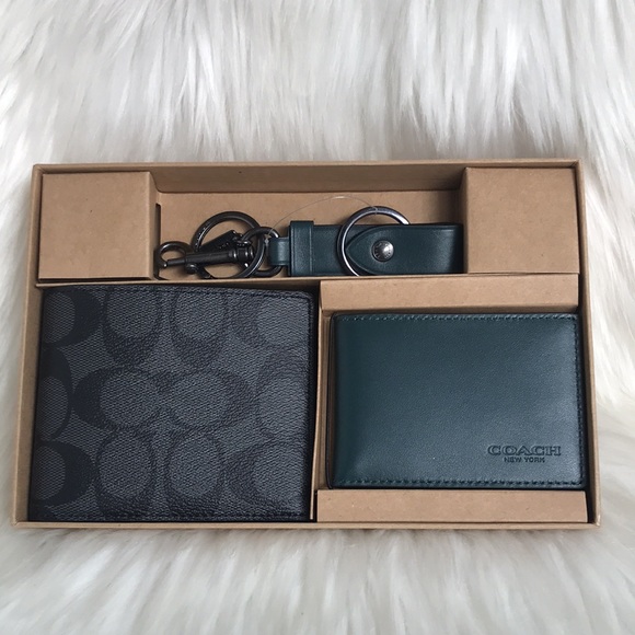 Boxed 3 In 1 Wallet Gift Set In Colorblock Signature Canvas - Picture 8 of 15